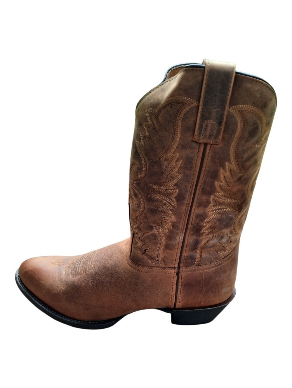 NIB Laredo Birchwood Tan Distressed Round Tow Leather Cowboy Boots 68452 Size 16